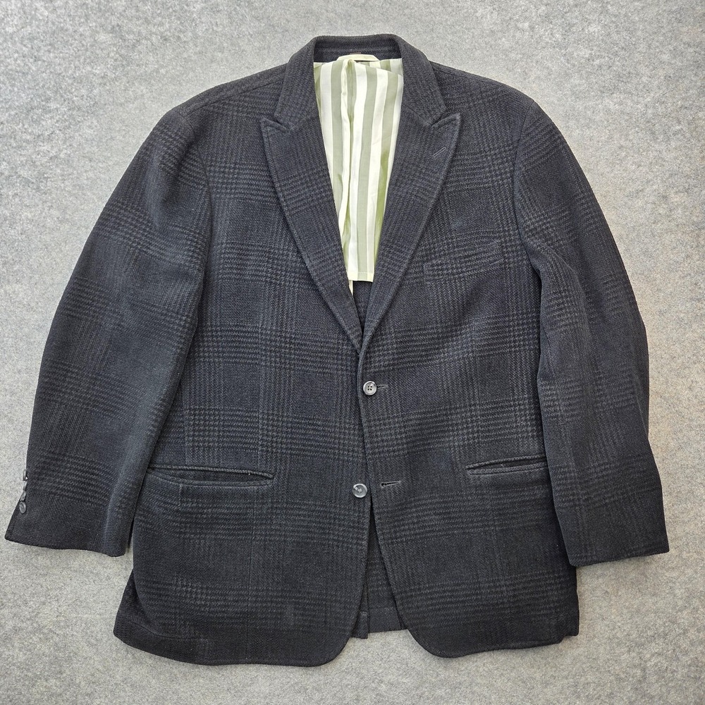 Kroon Blazer Mens‎ 42R Gray Check Cotton Wool Two Button Sport Coat Jacket